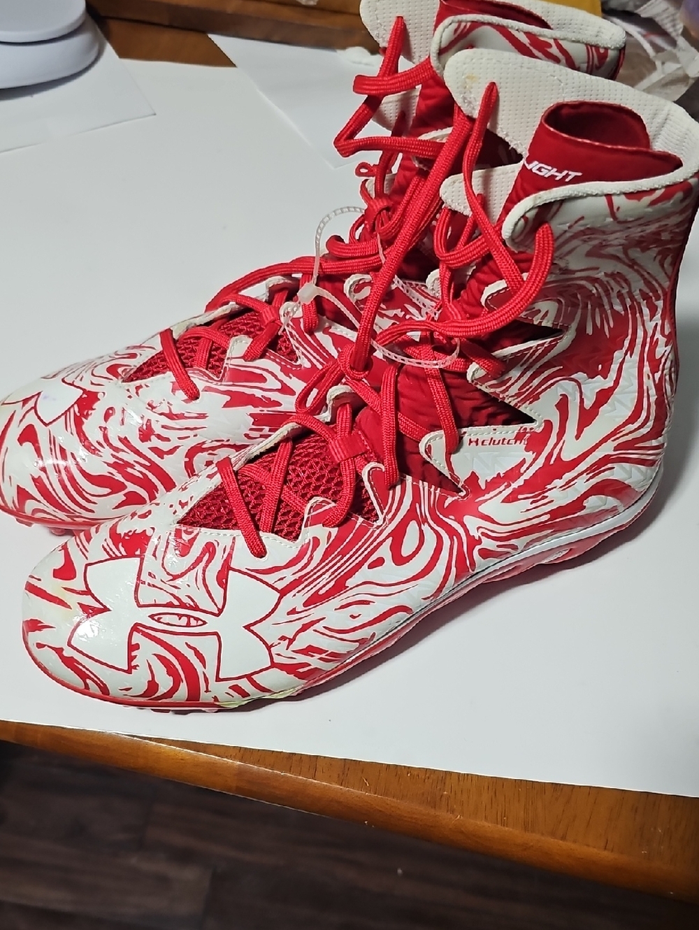 UA Highlight MC ClutchFit Football Cleats Size 15 NEW Rare Red White